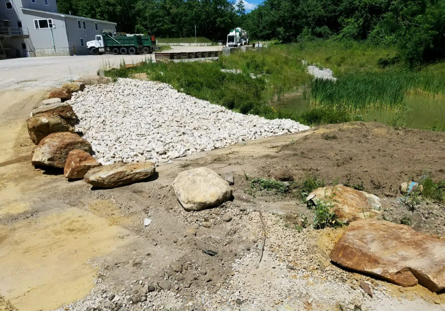 Drainage work during excavation.