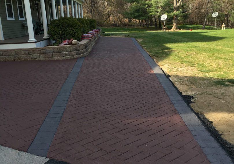 A stamped asphalt driveway